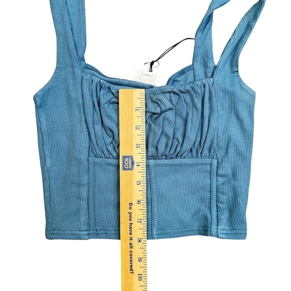 Le‎ Lis Ribbed Knit Crop Top Gathered Bust Corset Seams Small Y2K Coquette  NWT - Picture 5 of 5